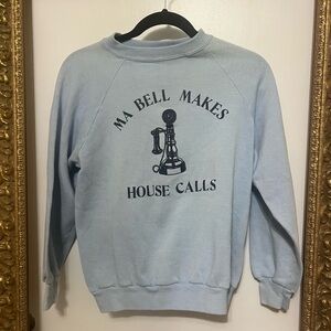 Vintage Sportwear Baby Blue Sweatshirt Sweater Ma Bell Makes House Calls Medium